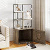 Indoor Wooden Kitten Tower Cat Tree with Litter Box Enclosure-Grey