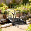 1.2M Metal Garden Bridge with Safety Railings, Outdoor Pond Bridge