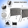 3 Bow Bimini Top Boat Cover Detachable Mesh Sides 600D w/ Frame 54"-72"W GB