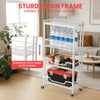 Foldable Kitchen Trolley on Wheels，4 Tier Storage Cart for Fruit Vegetable Snack