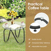 3 PCS Patio Rattan Wicker Rocking Bistro Set W/ Glass Table & Adjustable Feet