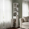 Wood Storage Corner Floor Standing Cabinet with Doors and Shelves Slim Bookshelf