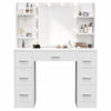 Large Dressing Table Wood Makeup Desk with Hollywood LED Mirror 7 Drawer Usounkg