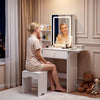 Dressing Table With Drawers Mirror Stool Wireless Charging Set Makeup Vanity