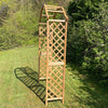 Wooden Garden Arch (Tan) with Metal Ground Spikes - Arbour Plant Support Trellis