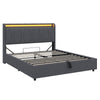 Upholstered Ottoman Storage Bed Frame Double with Storage Headboard & LED, Grey