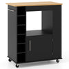 Kitchen Island Rolling Storage Cabinet Trolley Cart Shelves-Black