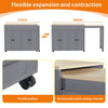 Extendable Bar Table 118-180cm, Kitchen Trolley Cart w/ 4 Doors, Shelves, Grey