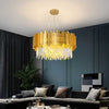 Gold Crystal Chandelier Modern Flush Mount Ceiling Light Fixture Luxury Lighting