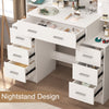 Vanity Makeup Desk + Vanity Mirror 7 Drawers LED Light Bulbs Dressing Table