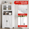 Tall White Kitchen Pantry Cupboard with 2 Frosted Glass Doors Storage Cabinet
