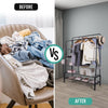 Heavy Duty Clothes Rail 120Kg Load Sturdy Clothes Rack with Shelfs & Shoe Rack