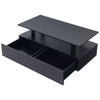 Rectangle Coffee Table Tea Table with LED Lights and 2 Storage Drawers, Black