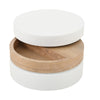 Round Rotating Coffee Table w/ 360° Swivel Layer & Storage, White + Wood Grain