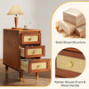 Solid Wood End Table with 3 Drawers, Narrow Sofa Side Table for Living Room