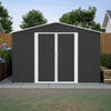 Garden Shed 10X12FT Metal Apex Roof Free Foundation Storage House Anthracite