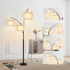 Floor Lamp Free Standing Light Tall Lamp Beige Linen Shade Bedroom Living Room
