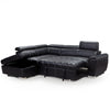 New Nevada Leather Corner Sofa Bed Black 4 to 5 Seater Storage Ottoman Headrest