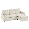 Sofa Bed Pull Out Sectional Couch Bed Convertible Settee with Storage, Beige