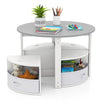 Kids Play Table and Chairs Set Round Nesting Table with 4 Storage Stools Grey