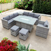 Oseasons Malta Rattan 9 Seat Firepit Garden Patio Sofa Set in Mixed Grey