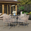 4 Seater Garden Dining Set, Rattan Garden Furniture with Cushions, Light Brown