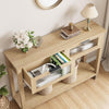 Entryway Console Table w/ 2 Glass Drawer Storage 2 Tier Sofa Table Living Room
