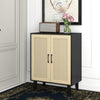 Wooden Storage Cabinet with Rattan Decorating Buffet Sideboard Accent Cabinet