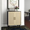 Wooden Storage Cabinet with Rattan Decorating Buffet Sideboard Accent Cabinet