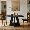 Farmhouse Dining Table, 120cm Round Dinner Table for 4,Rustic Wood Kitchen Table