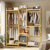 Thicken Bamboo Clothes Rail Garment Rack Cloakroom Open Wardrobe Walk-in Closet