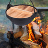 1 set of Outdoor Cast Iron Pot Camping Hanging Cookware Cooking Pot with Lid