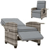 Rattan Garden Recliner Chair Sun Lounger Flip Table Footrest Outdoor Armchair