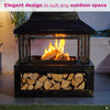 Log Burner Fire Pit Chiminea Heater Mesh Surround Steel and Storage Outdoor
