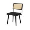 Natural Rattan Dining Chairs Velvet Upholstered Kitchen Chairs w/Rattan Backrest