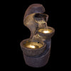 Solar Water Feature Indoor Outdoor Polyresin Garden Fountain w/ LED Lights Decor