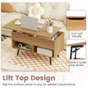 Lift Top Coffee Table Center Table with Open Storage Shelves-Natural
