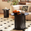 40CM/60CM Coffee Table Round Wood Side Table Sets With Hidden Storage Walnut