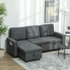 3 Seater L-Shape Pull Out Sofa Bed - Dark Grey Reversible Chaise Corner Couch