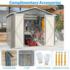 Garden Shed Apex Roof 8X6FT Metal With Free Foundation Base Storage House Grey