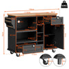 KITCHEN ISLAND ROLLING TROLLEY STORAGE CABINET WITH 2 DRAWERS AND CUPBOARD BLACK