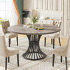 Dining Table Round Wood Top Metal Base Farmhouse Industrial Kitchen Dining Room