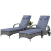 Rattan Sun Lounger Set Wicker Recliner Bed Side Table Garden Furniture Cushion