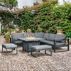 Sofa Set Aluminium Outdoor 6 Piece Garden Furniture with Fire Pit Table Grey