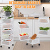 Kitchen Rotating Trolley Shelf Vegetable Fruit Basket Storage Rack Square Holder