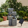 Stone Effect Fountain Solar Power LED Light Patio Water Feature Statues Outdoor