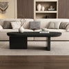 Oval Coffee Table MDF Black Sofa Side Table Minimalist Design for Living Room
