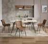 2x Brown Dining Chairs Faux Leather Padded Seat Dining Room Chair Modern