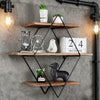 Wall Mounted Floating Shelves Wood Partition Storage Geometric Open Wall Rack UK