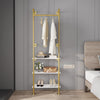 Heavy Duty Gold Industrial Pipe Clothing Rack Wall Open Wardrobe Tier Shoe Rack